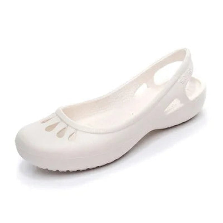 Women's Comfortable Sandals Waterproof Jelly Slingback Cut-Out Flats - White