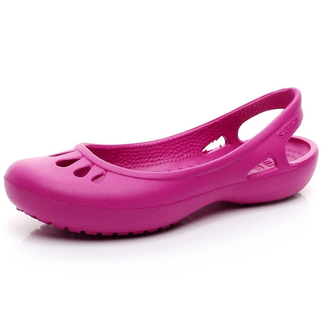 Women's Comfortable Sandals Waterproof Jelly Slingback Cut-Out Flats