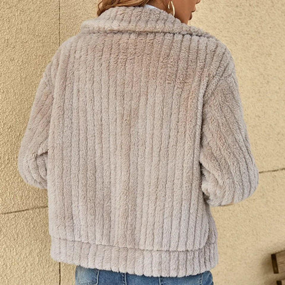 Women's Cozy Plush Zip-Up Quilted Jacket Women Fleece Coat