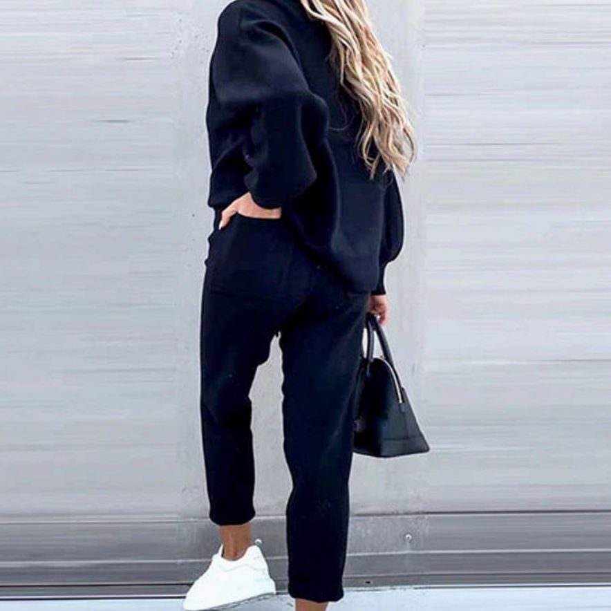 Women's Cozy Two-Piece Tracksuit Outfit Relaxed-Fit Jogger Set