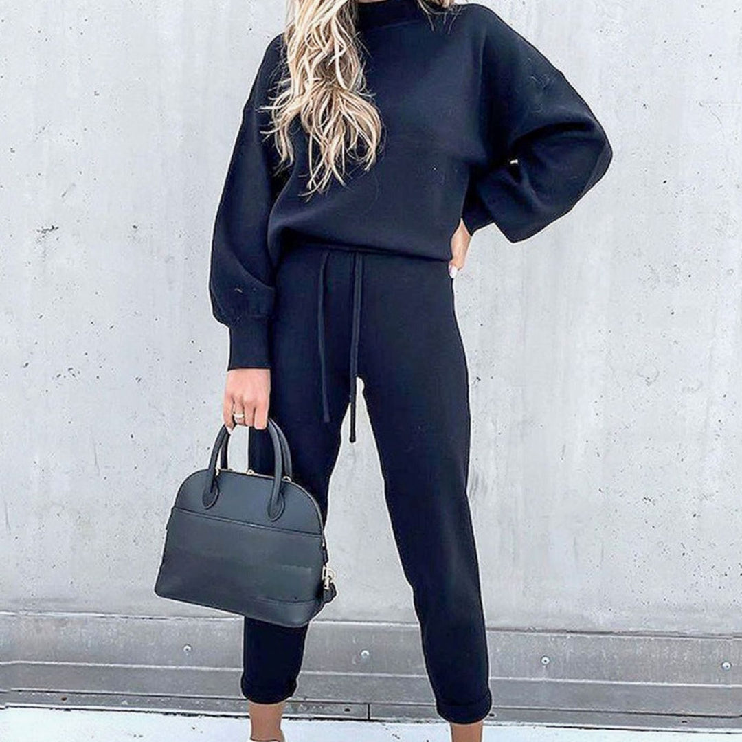 Women's Cozy Two-Piece Tracksuit Outfit Relaxed-Fit Jogger Set - Blue