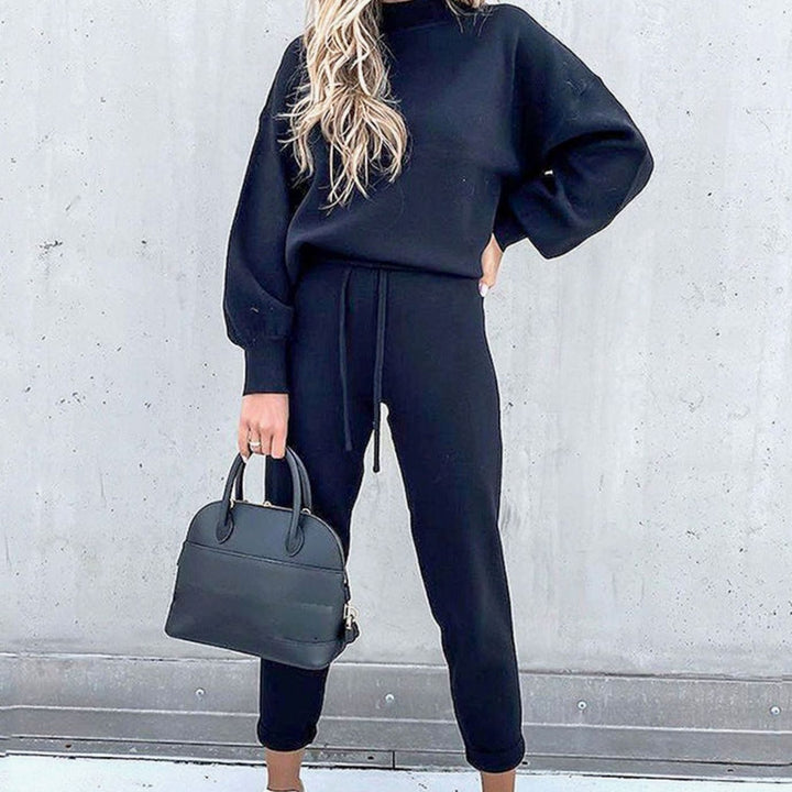Women's Cozy Two-Piece Tracksuit Outfit Relaxed-Fit Jogger Set - Blue