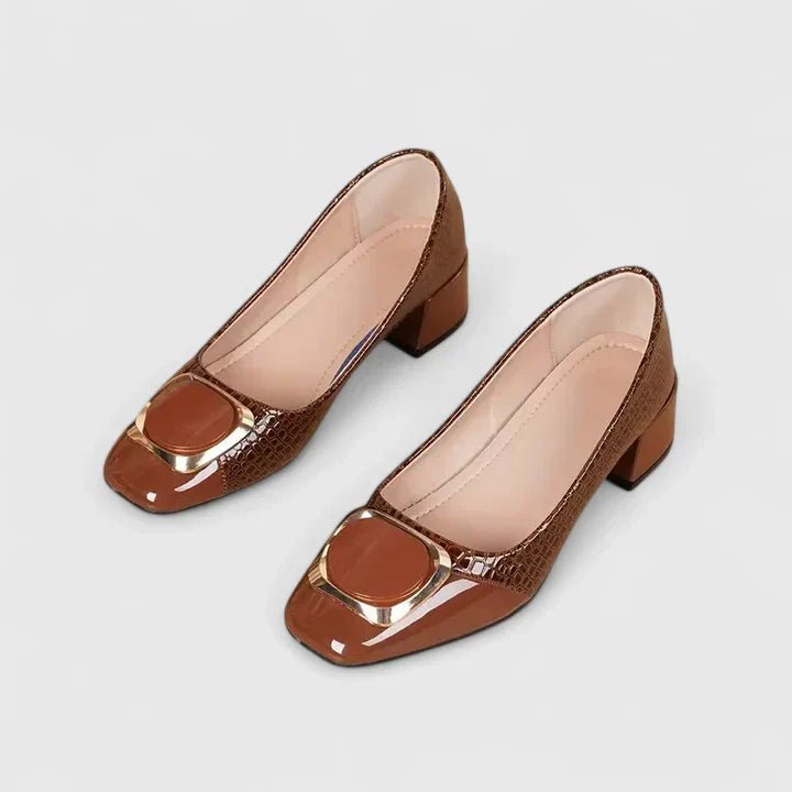 Women's Croc-Embossed Block-Heel Square-Toe Loafers