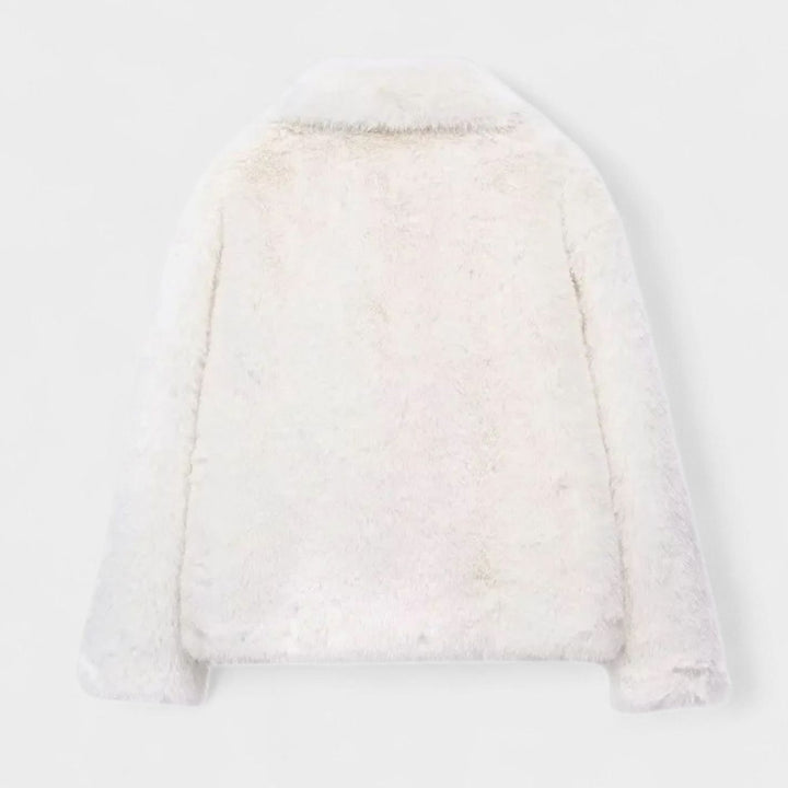 Women's Cropped Faux Fur Warm Jacket Statement Collar