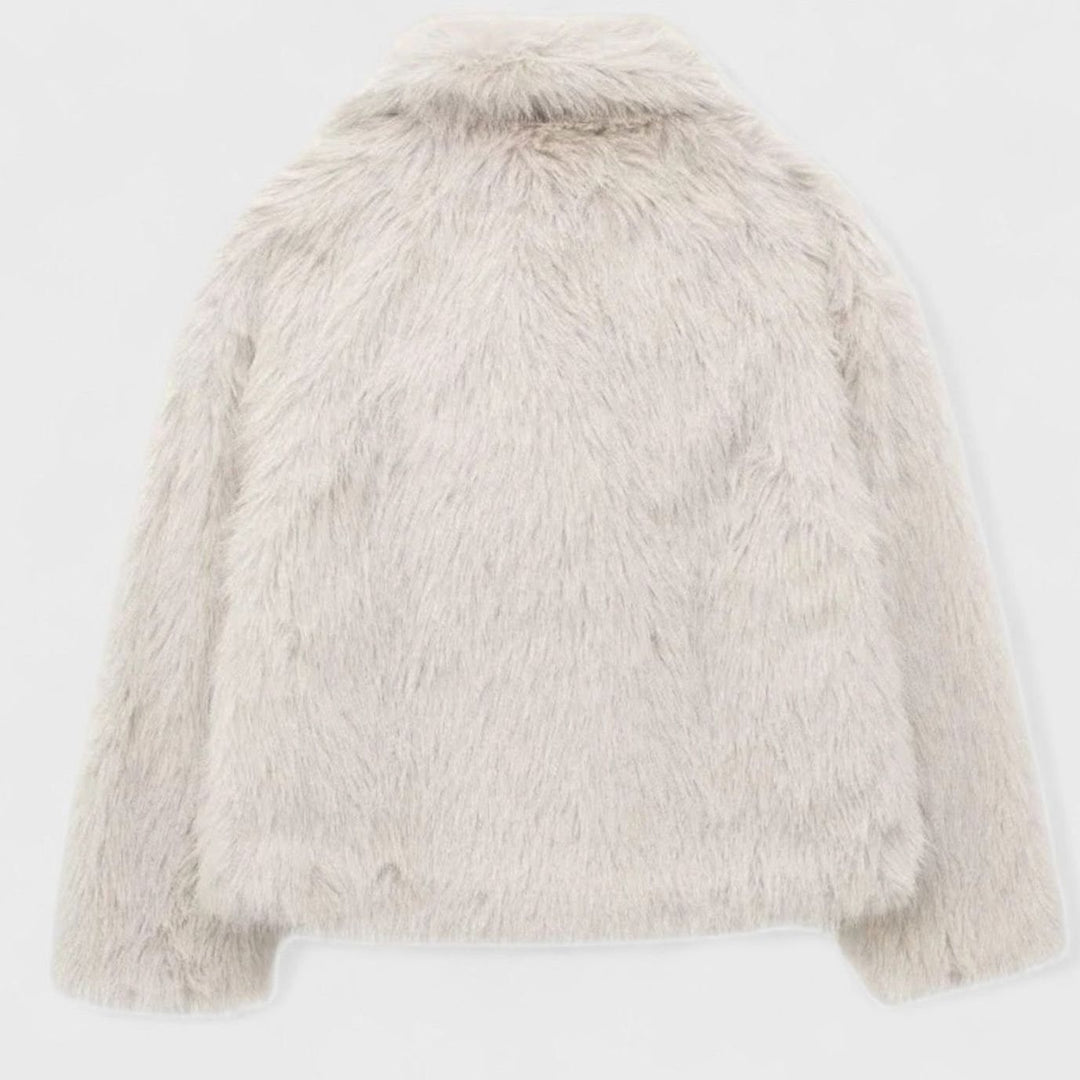 Women's Cropped Faux Fur Warm Jacket Statement Collar