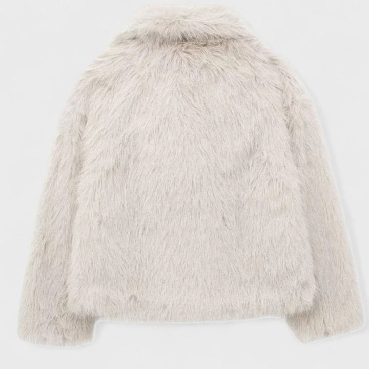 Women's Cropped Faux Fur Warm Jacket Statement Collar