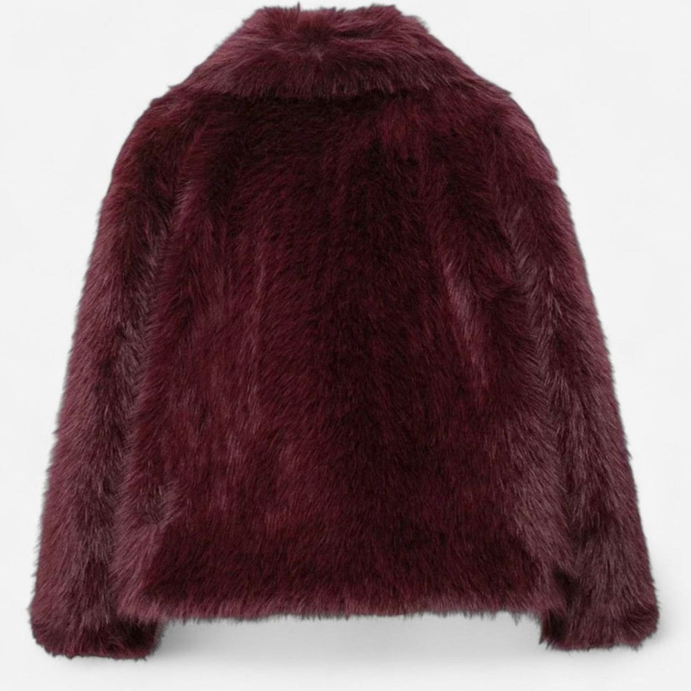 Women's Cropped Faux Fur Warm Jacket Statement Collar