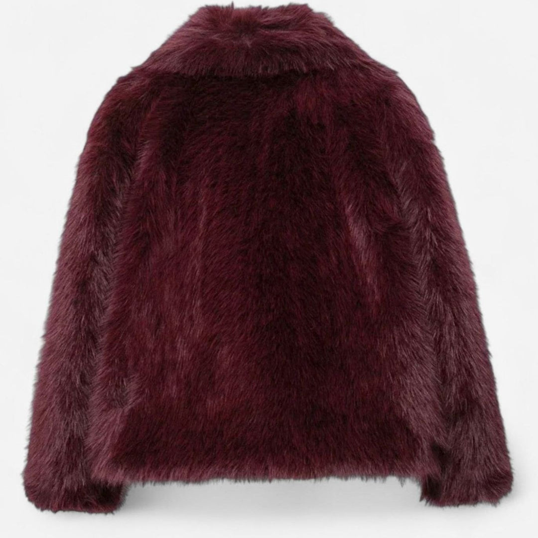 Women's Cropped Faux Fur Warm Jacket Statement Collar