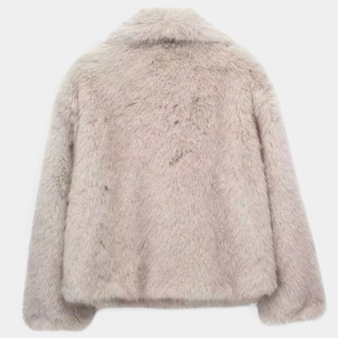 Women's Cropped Faux Fur Warm Jacket Statement Collar
