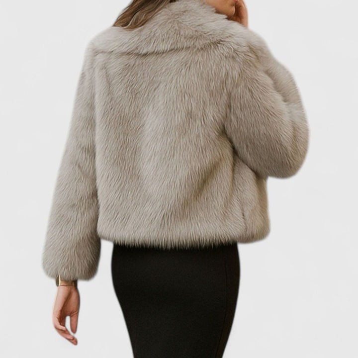 Women's Cropped Faux Fur Warm Jacket Statement Collar