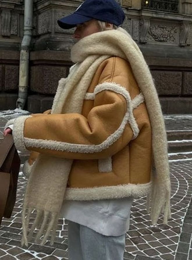 Women's Cropped Faux Leather Shearling Jacket