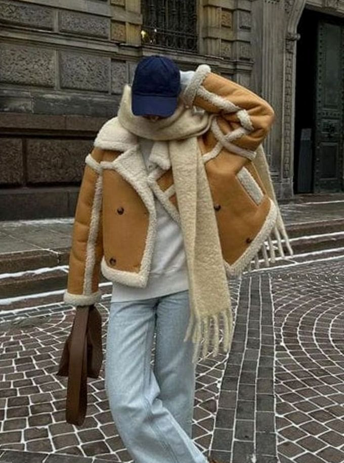 Women's Cropped Faux Leather Shearling Jacket