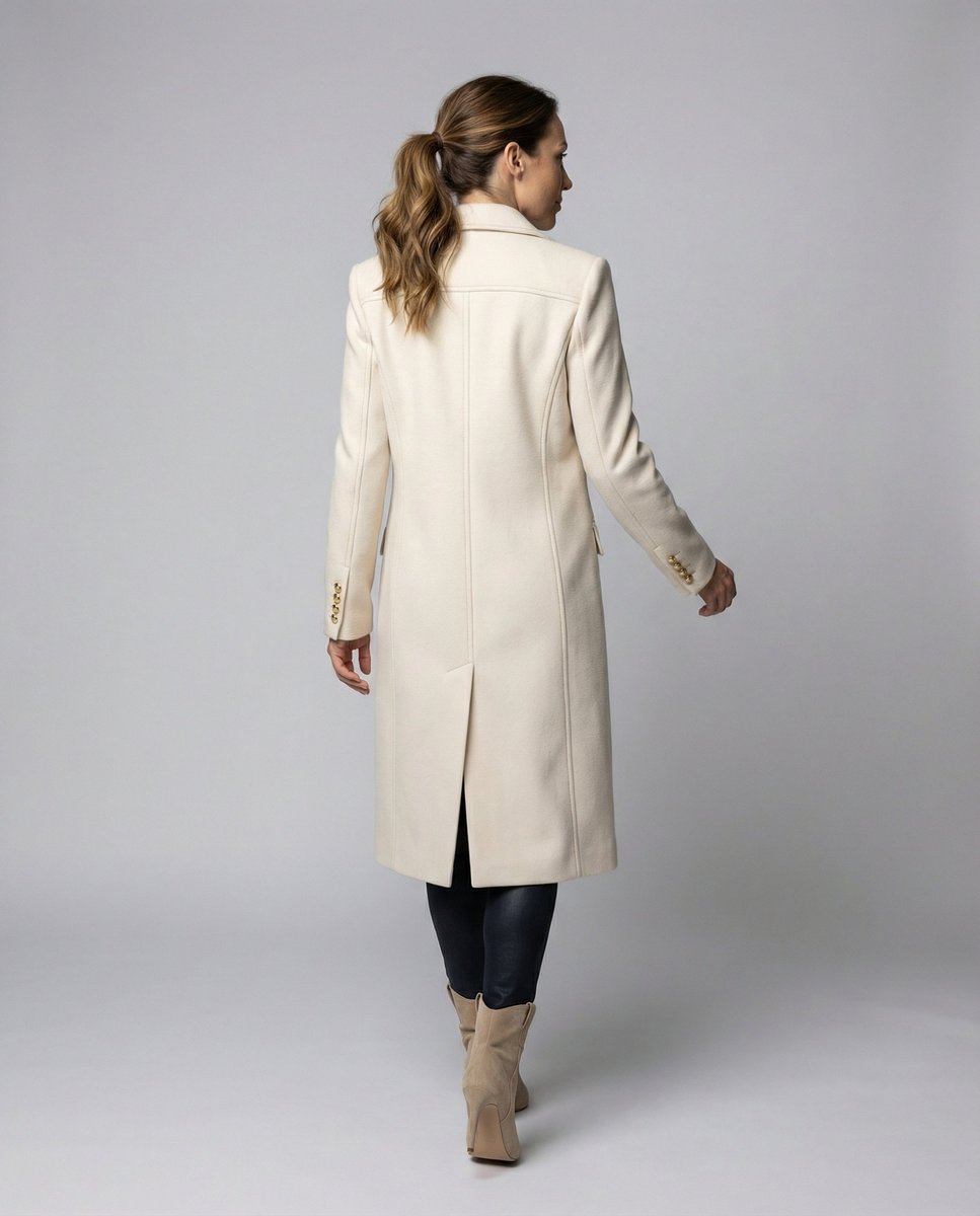 Women's Double-Breasted Long Polyester Overcoat