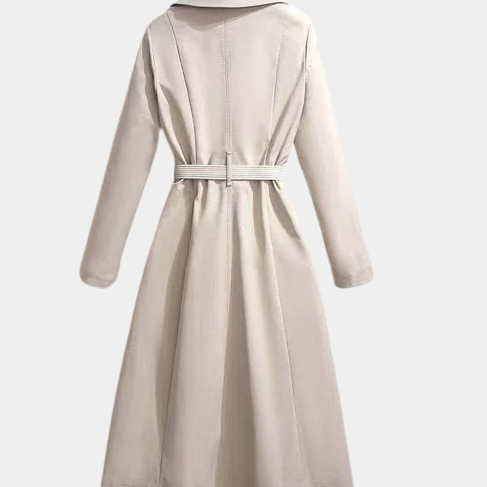 Women's Double-Breasted Scarf-Detail Belted Coat