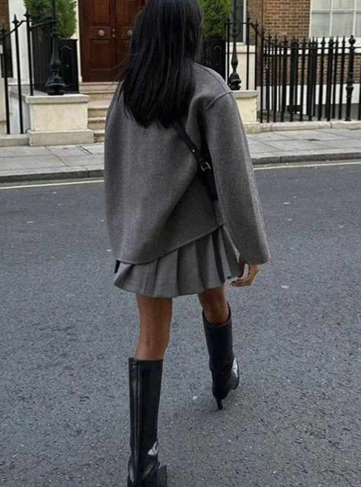 Women's Double-Breasted Tailored Short Wool-Blend Coat