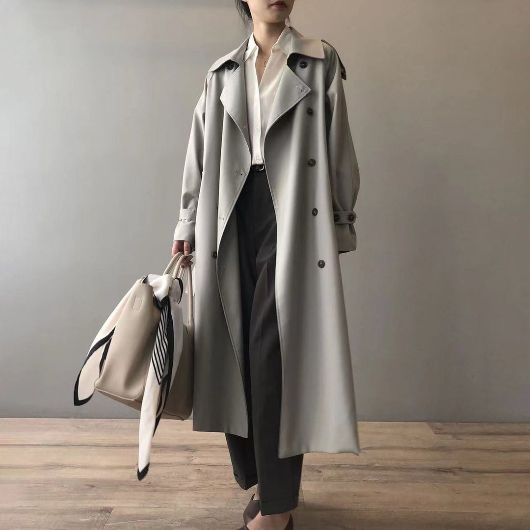 Women's Double-Breasted Water-Repellent Long Trench Coat