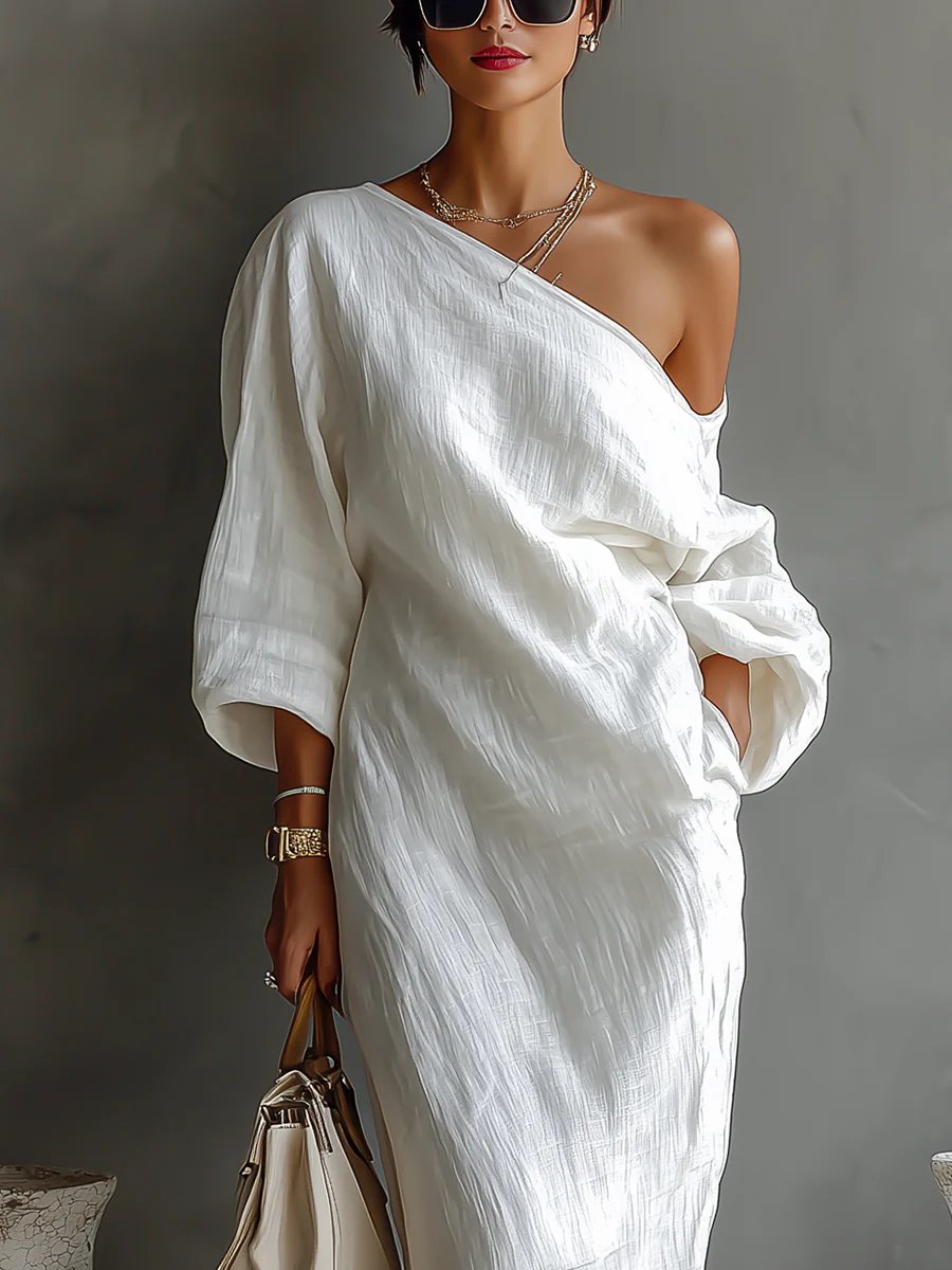Women's Dress Elegant One-Shoulder Long Sleeve Maxi