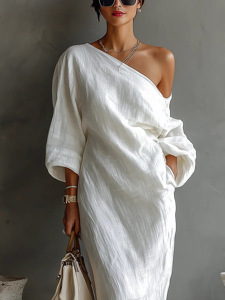 Women's Dress Elegant One-Shoulder Long Sleeve Maxi
