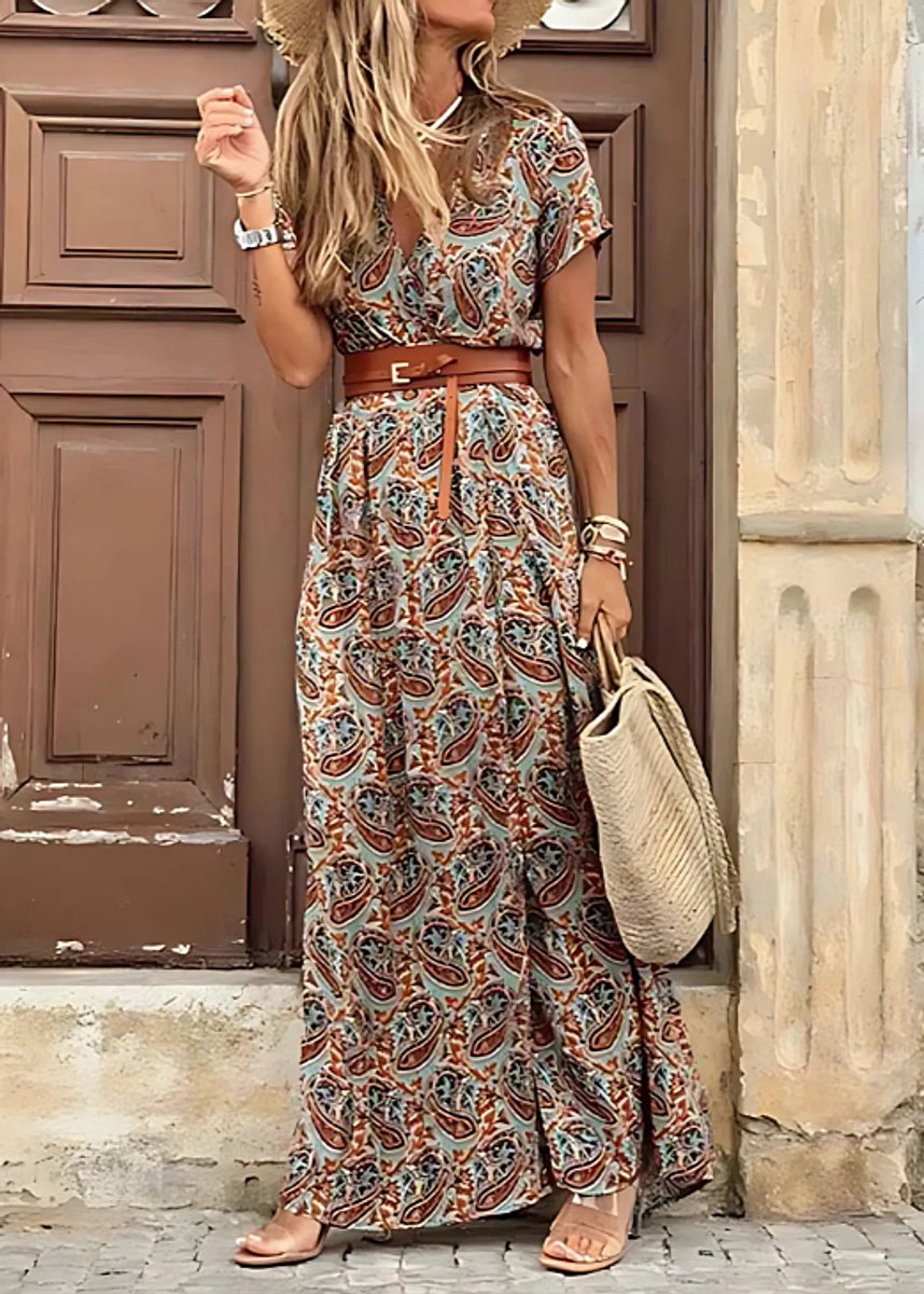Women's Dress Flowy Boho Relaxed-Fit Maxi - Brown