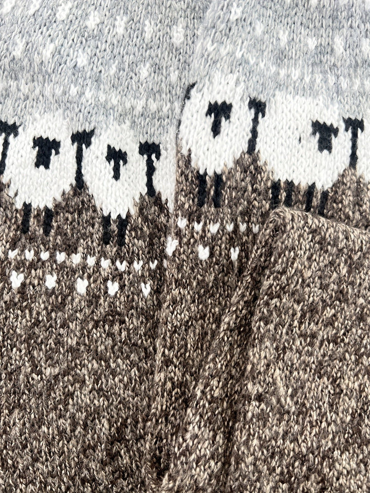 Women's Fair Isle Sheep Jacquard Thick-Knit Pullover Sweater