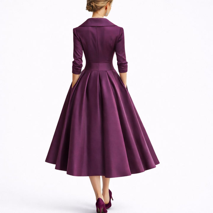 Women's Fall Wedding Guest Dresses A-Line Midi Wrap Dress