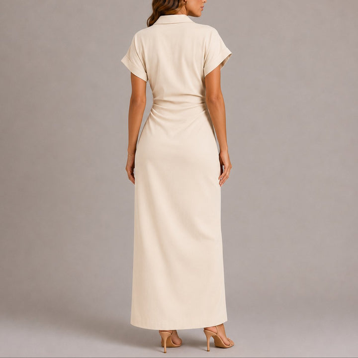 Women's Fall Wedding Guest Maxi Button-Down Shirt Dress