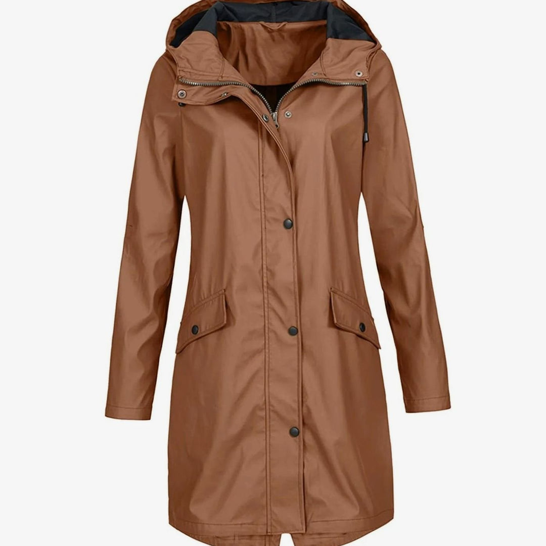 Women's Faux Fur-Lined Hooded Longline Winter Coat - Dark Brown