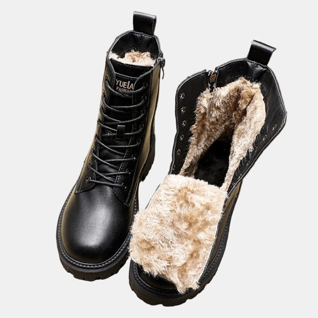 Women's Faux Leather Lace-Up Fur-Lined Winter Ankle Boots