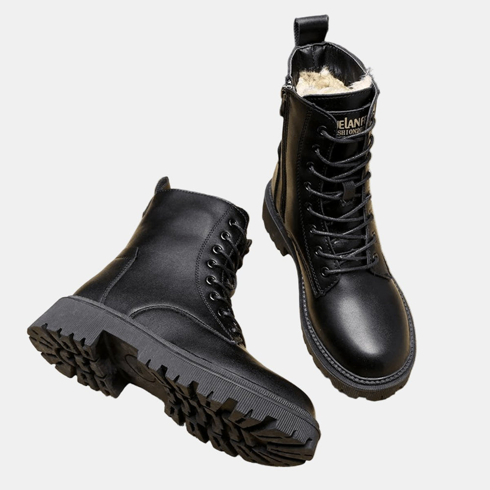 Women's Faux Leather Lace-Up Fur-Lined Winter Ankle Boots
