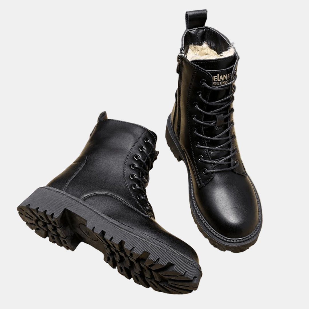 Women's Faux Leather Lace-Up Fur-Lined Winter Ankle Boots