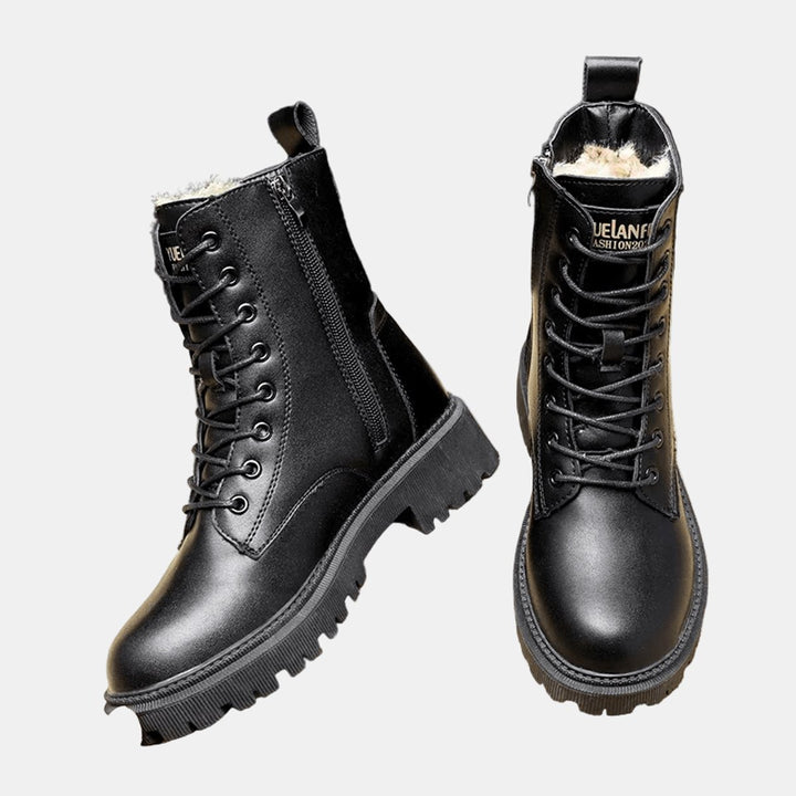 Women's Faux Leather Lace-Up Fur-Lined Winter Ankle Boots