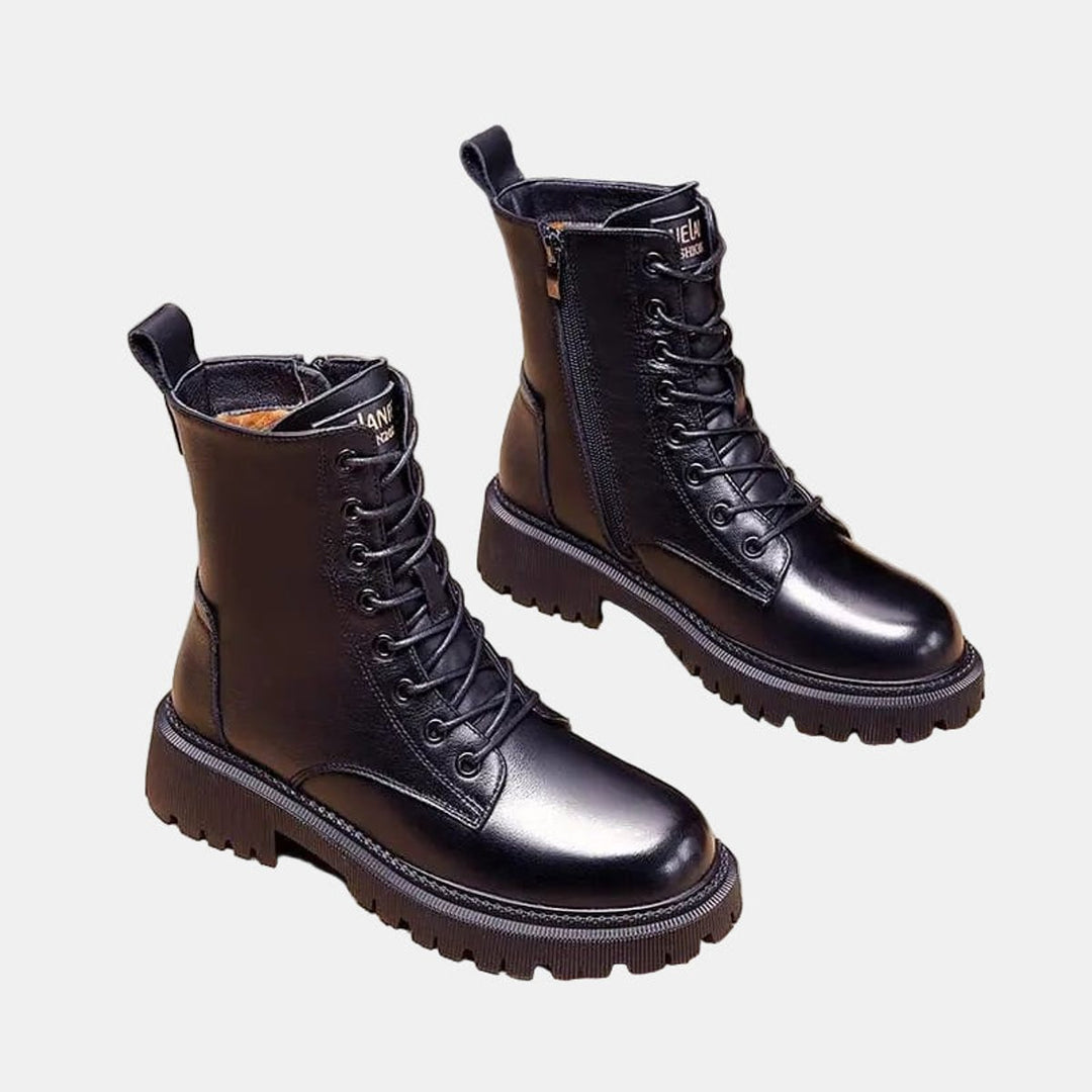 Women's Faux Leather Lace-Up Fur-Lined Winter Ankle Boots