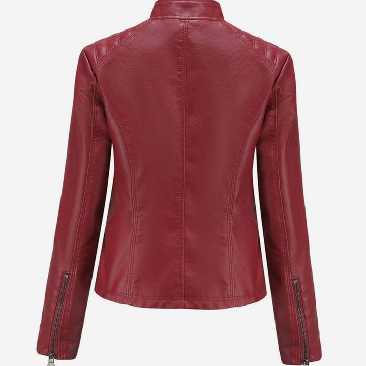 Women's Faux Leather Quilted Zip-Up Biker Jacket