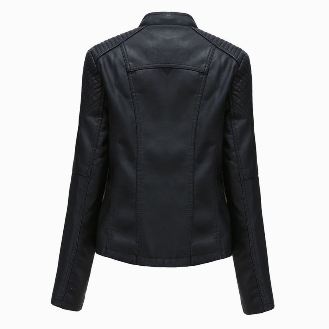 Women's Faux Leather Zipper Front Moto Jacket