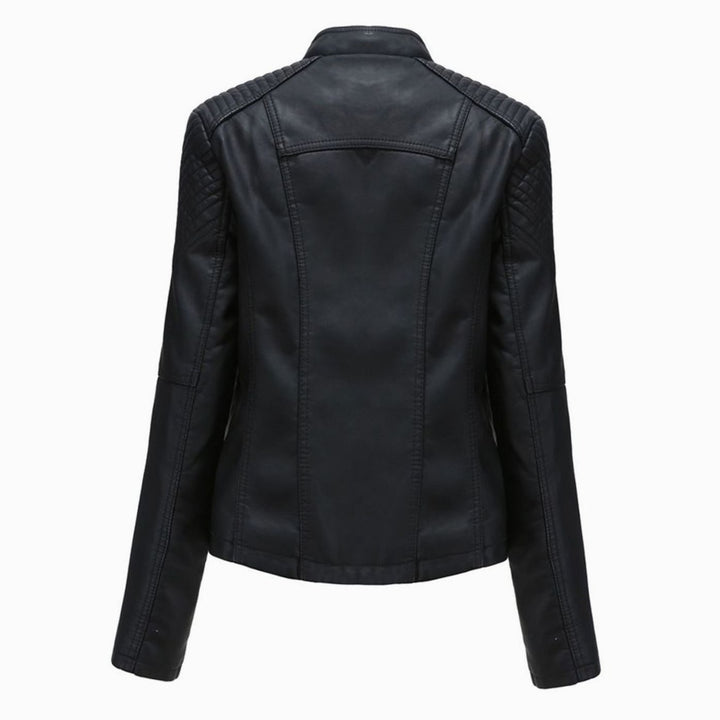 Women's Faux Leather Zipper Front Moto Jacket