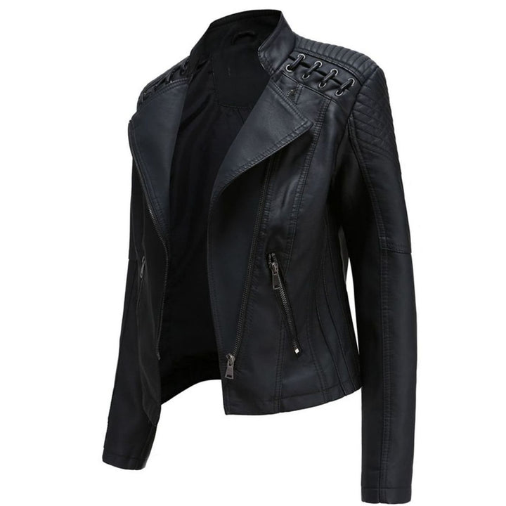 Women's Faux Leather Zipper Front Moto Jacket