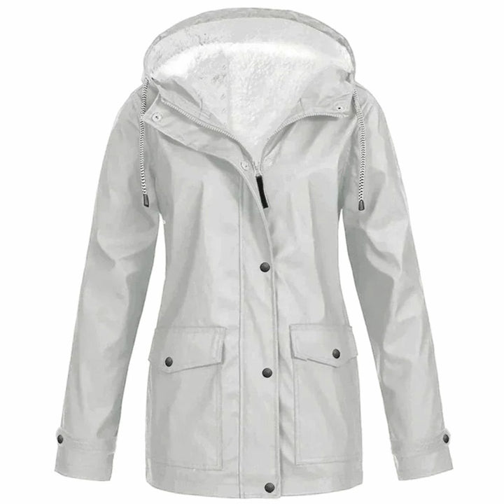 Women's Fleece-Lined Hooded Parka Jacket Full-Zip Wind-Resistant - Silver