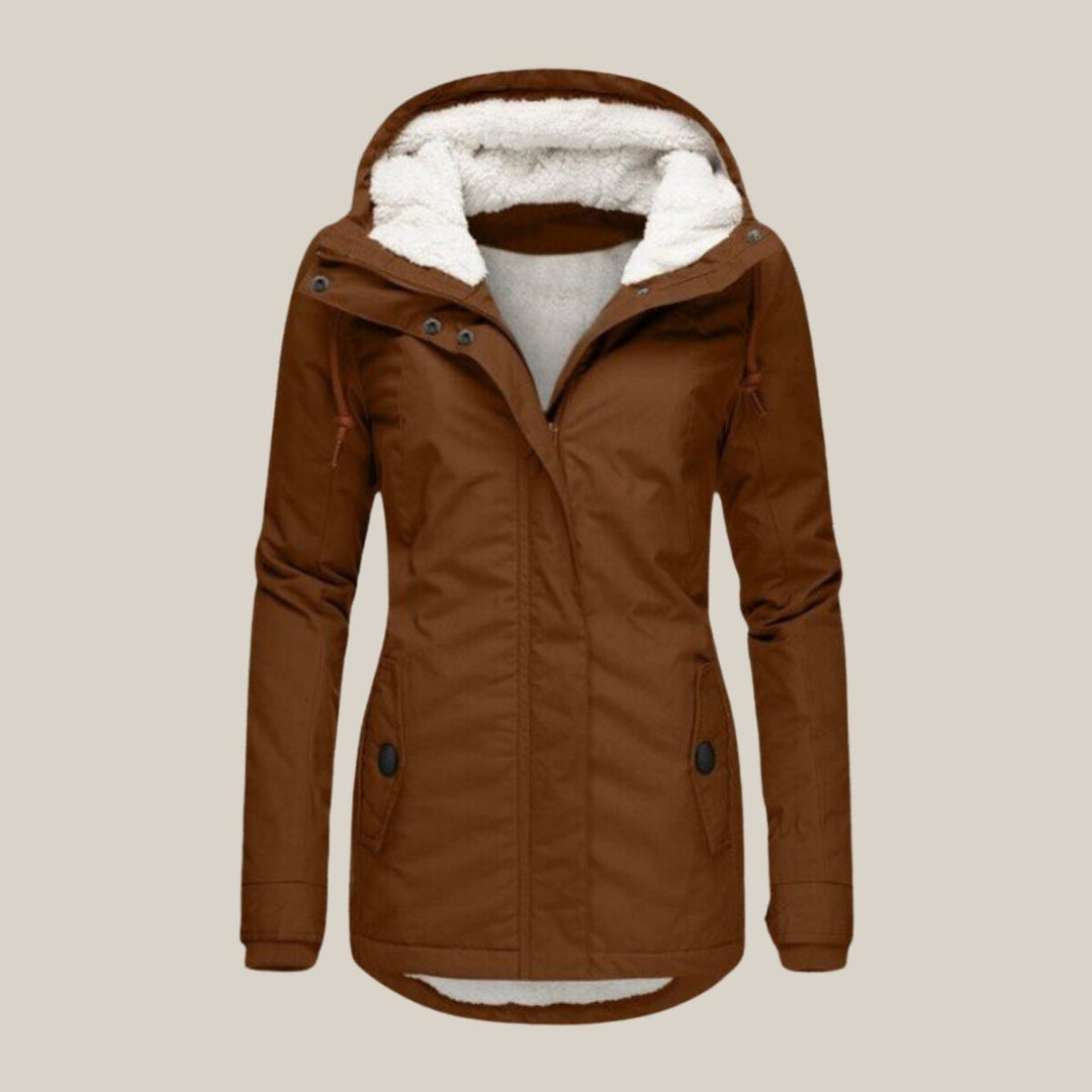 Women's Fleece-Lined Hooded Quilted Jacket Sherpa Winter Coat