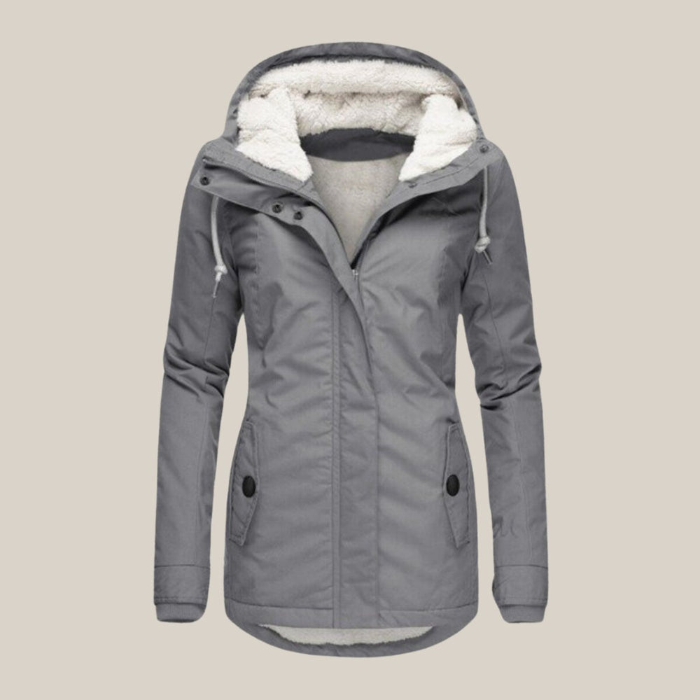 Women's Fleece-Lined Hooded Quilted Jacket Sherpa Winter Coat