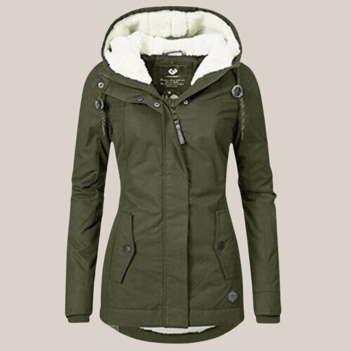 Women's Fleece-Lined Hooded Quilted Jacket Sherpa Winter Coat