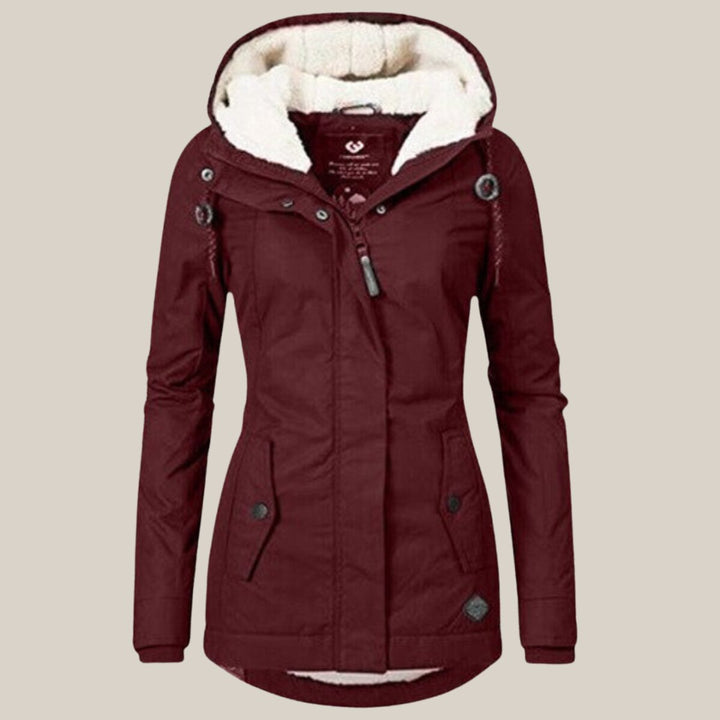 Women's Fleece-Lined Hooded Quilted Jacket Sherpa Winter Coat