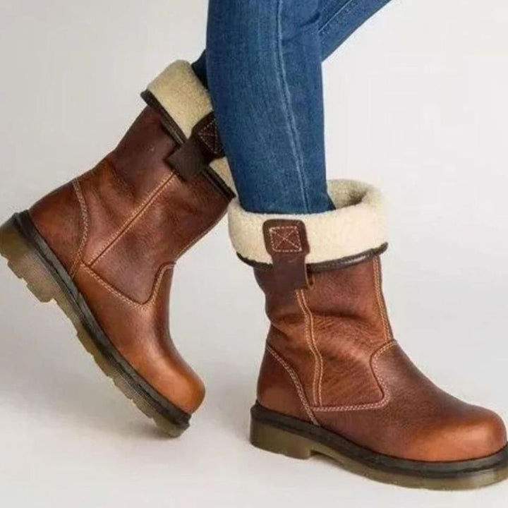 Women's Fleece-Lined Leather Winter Boots Ankle Mid-Calf