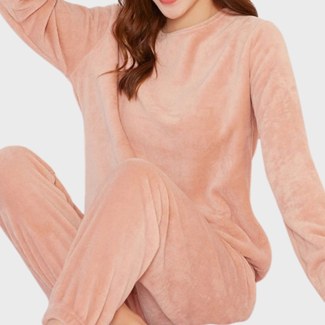 Women's Fleece Relaxed-Fit Two-Piece Lounge Outfit Set - Pink