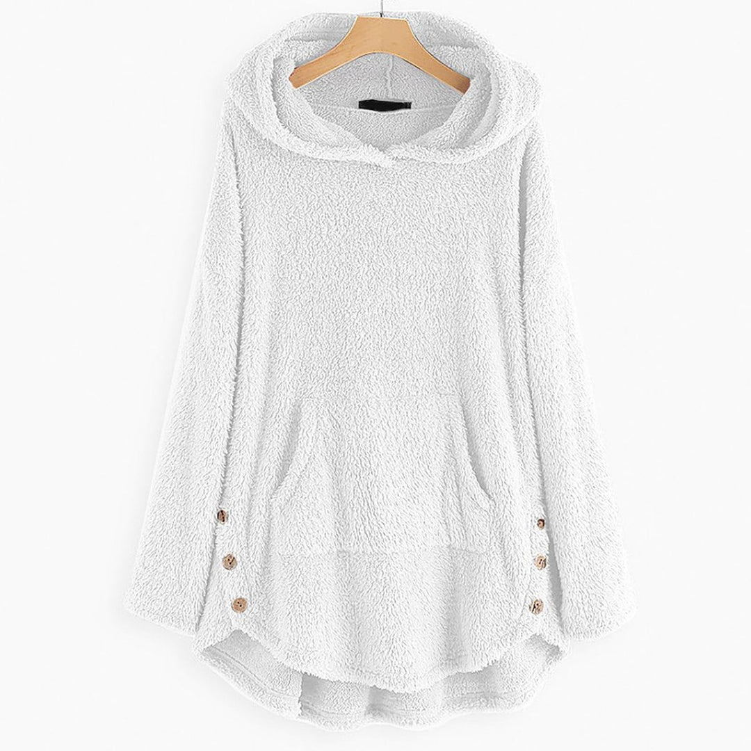 Women's Fleece Zip-Up Hooded Sweater Plush Cat Pocket Coat - White