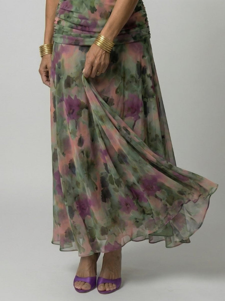 Women's Floral Off-Shoulder Draped-Neckline Midi Dress