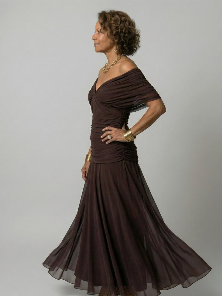 Women's Floral Off-Shoulder Draped-Neckline Midi Dress