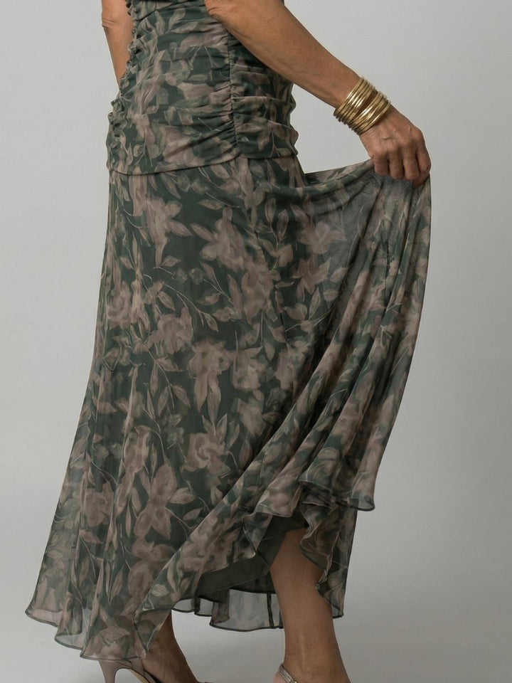 Women's Floral Off-Shoulder Draped-Neckline Midi Dress