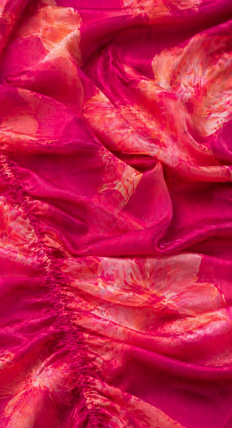 Women's Floral Print Ruched Satin Cowl-Neck Midi Sundress