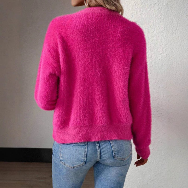 Women's Fluffy V-Neck Button-Front Cardigan Sweater