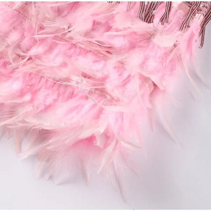 Women's Fringe Feather-Trim Spaghetti-Strap Mini Cocktail Dress